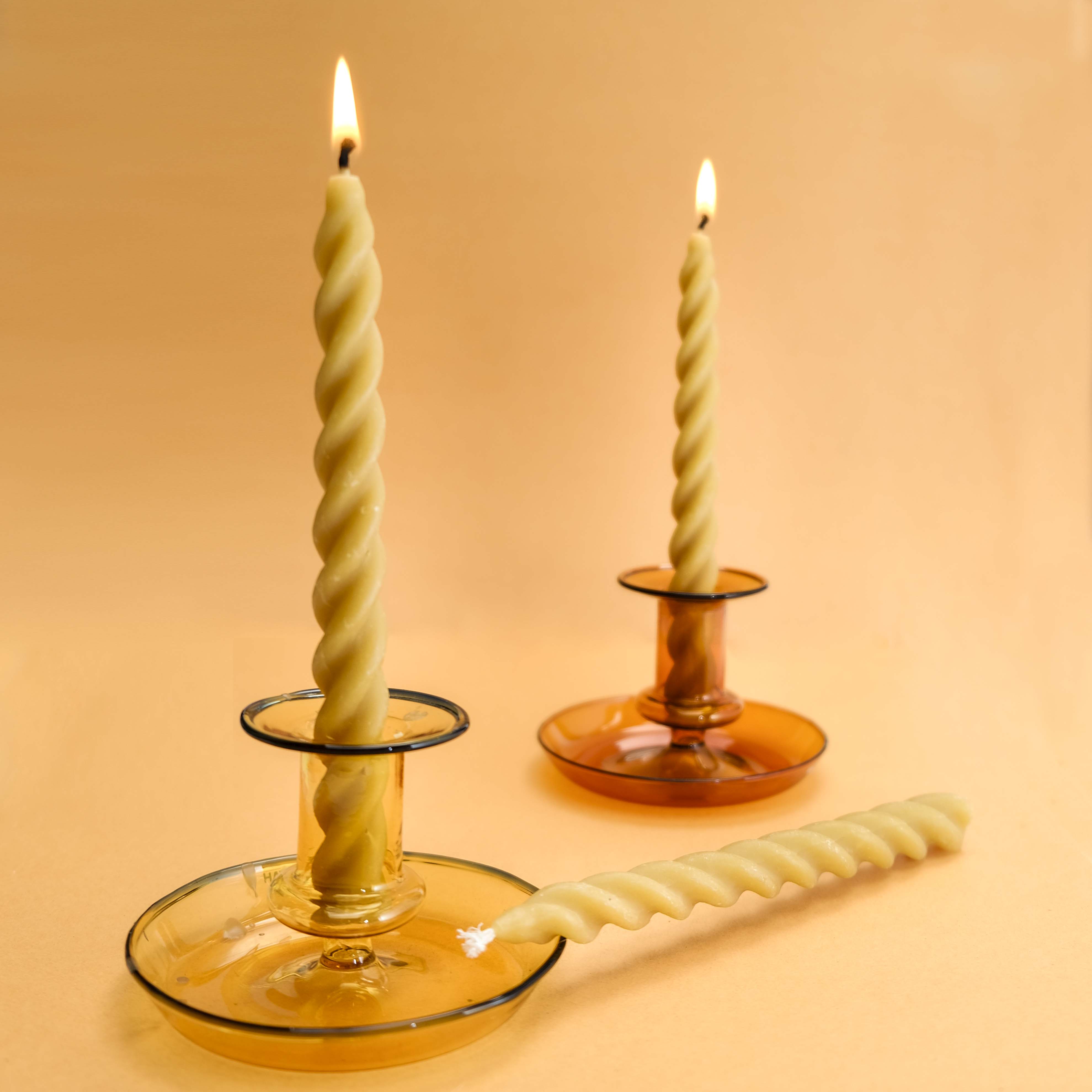 Beeswax Spiral Tapered Candles